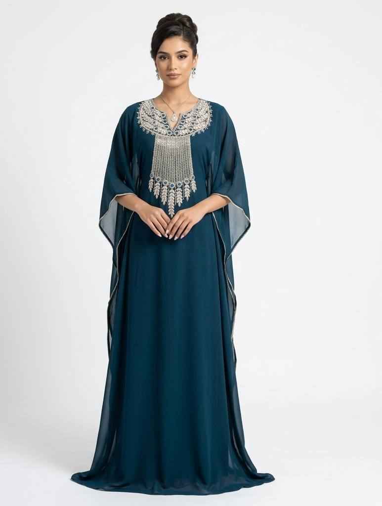 Celeste Hand-Beaded Butterfly Kaftan