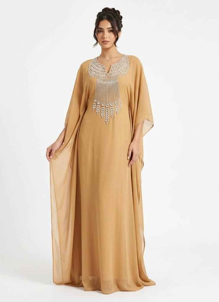 Celeste Hand-Beaded Butterfly Kaftan