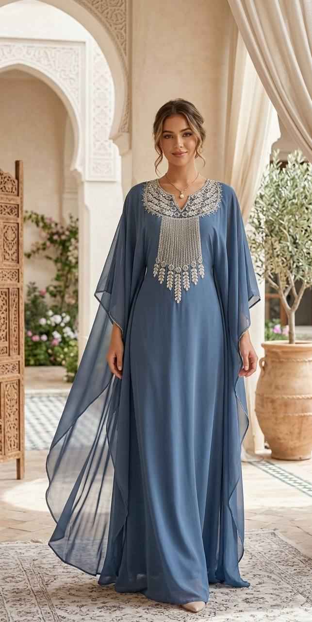 Celeste Hand-Beaded Butterfly Kaftan