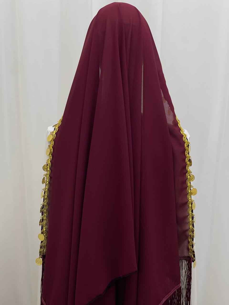 Heritage Coin Fringe Chiffon Shawl/Khirka