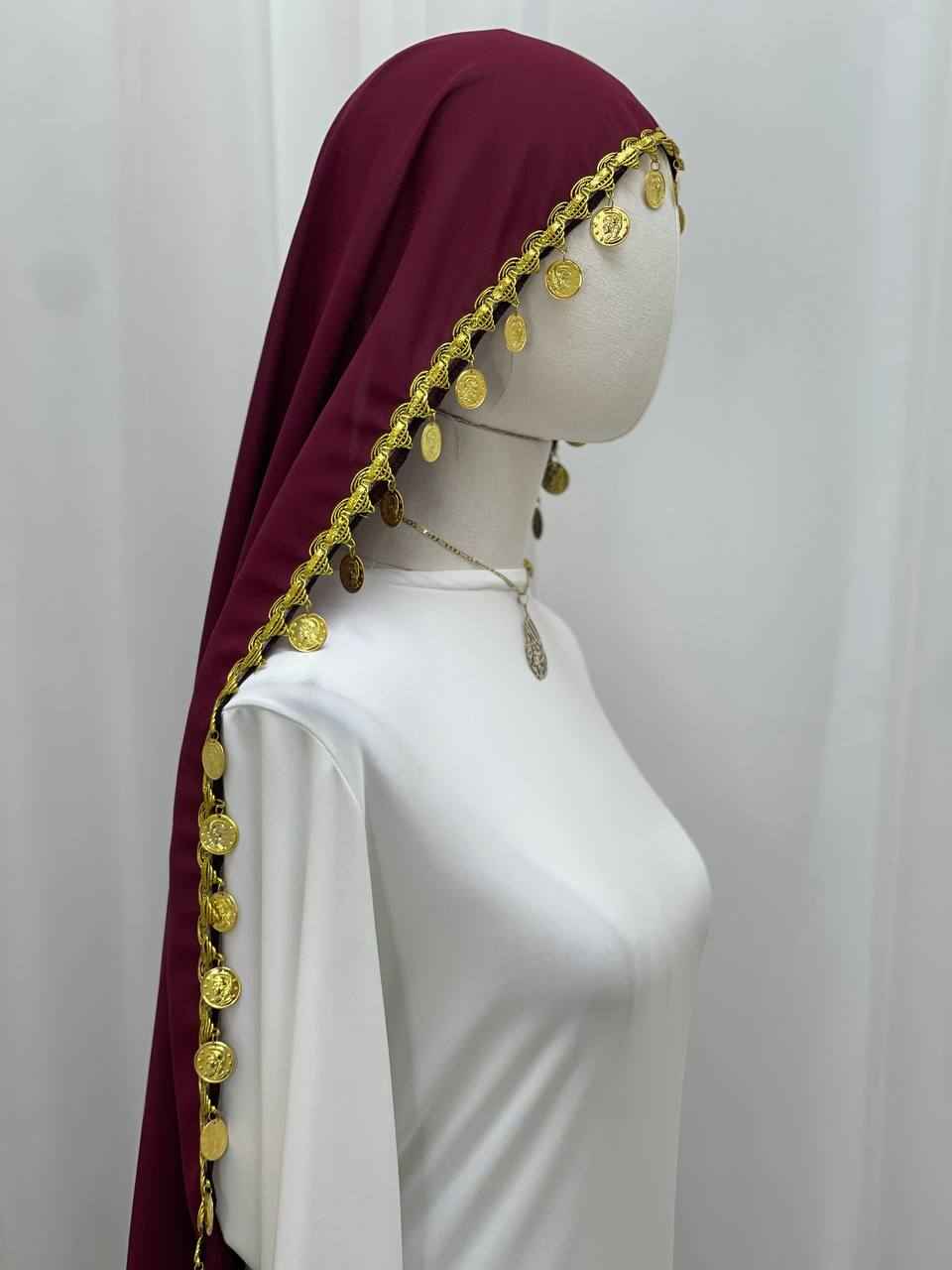 Heritage Coin Fringe Chiffon Shawl/Khirka