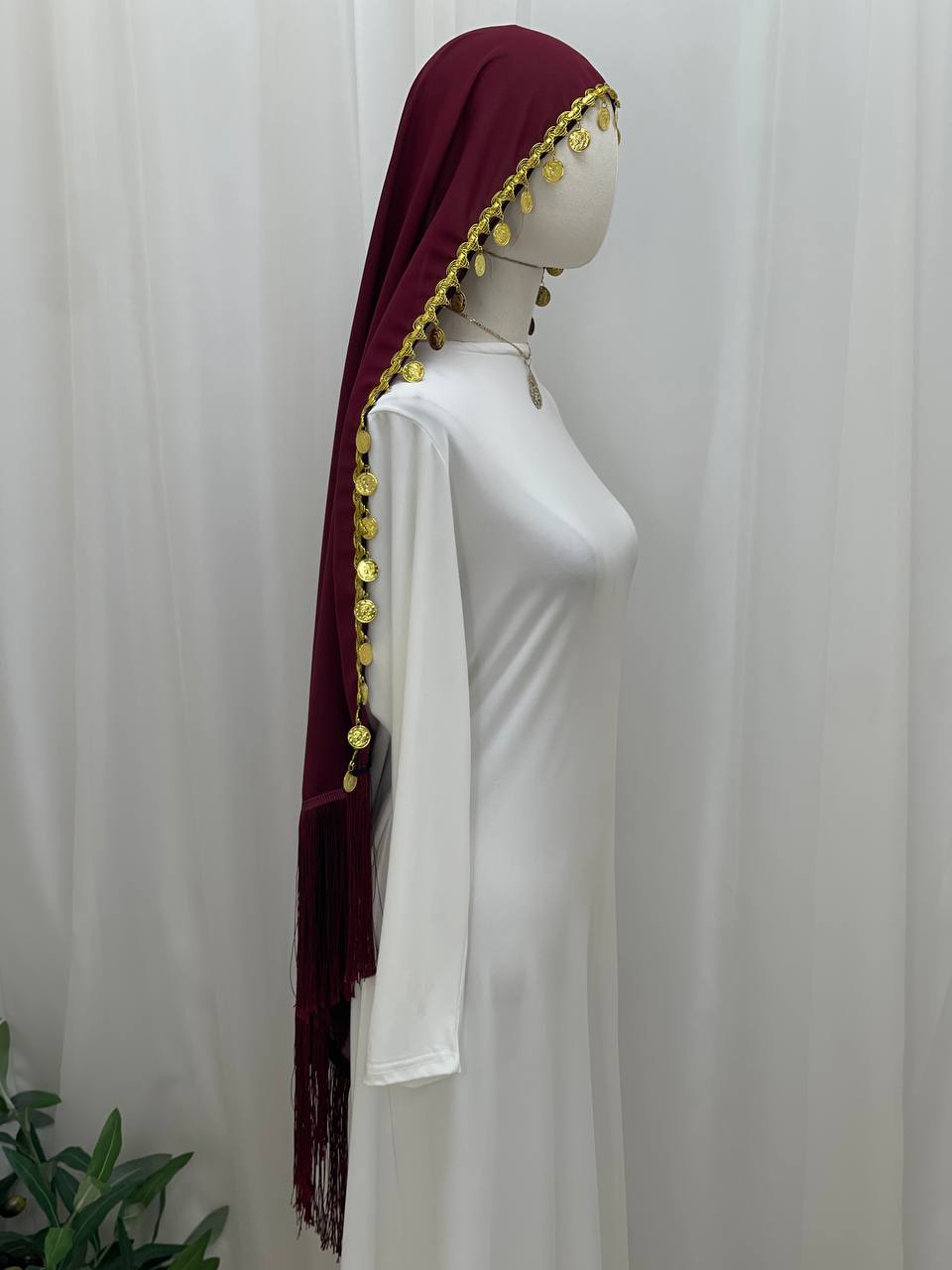 Heritage Coin Fringe Chiffon Shawl/Khirka