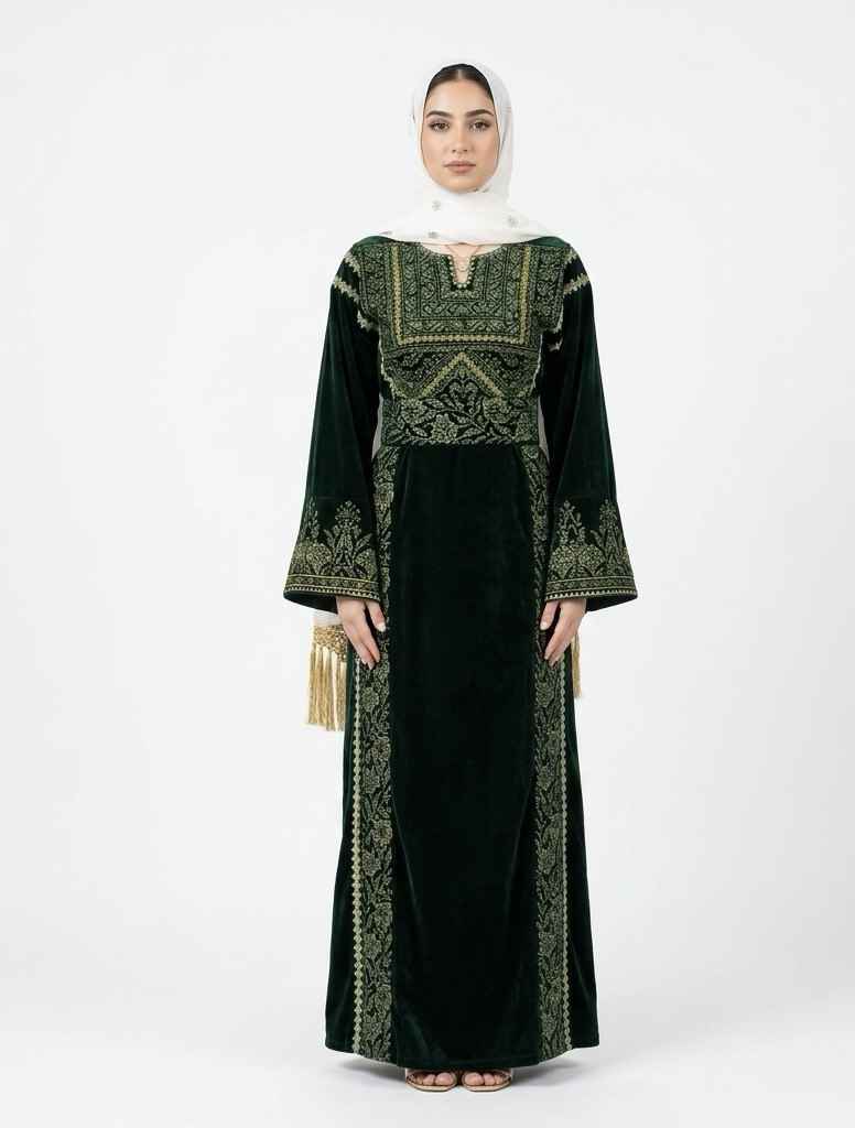 Samah Emerald Heritage Velvet Thobe