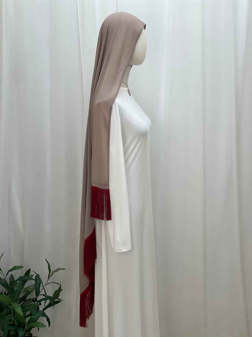 Elegant Fringe Chiffon Shawl/Khirka