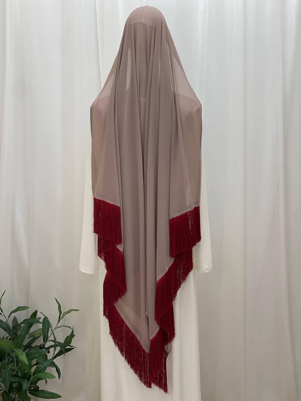 Elegant Fringe Chiffon Shawl/Khirka
