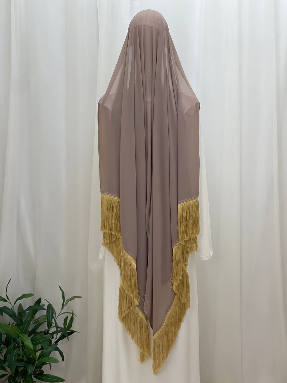 Elegant Fringe Chiffon Shawl/Khirka