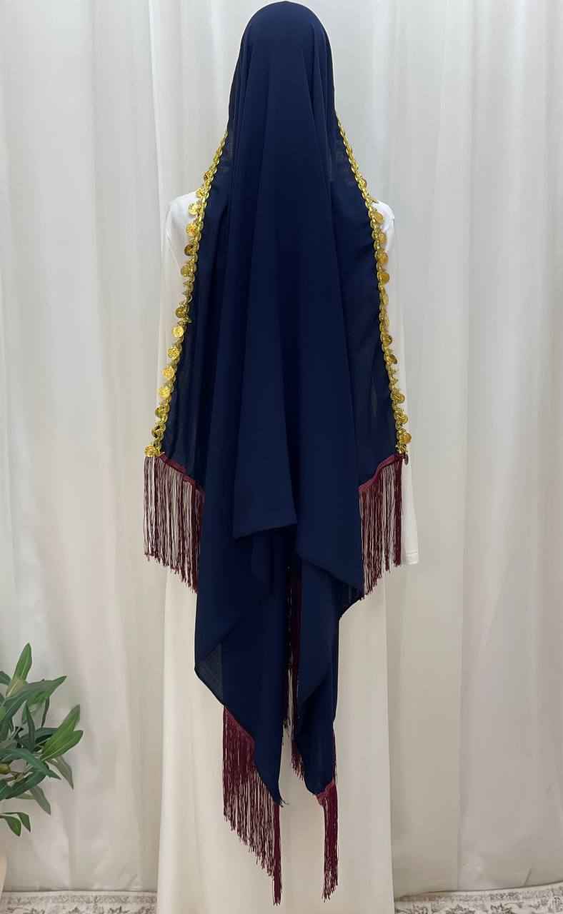 Heritage Coin Fringe Chiffon Shawl/Khirka