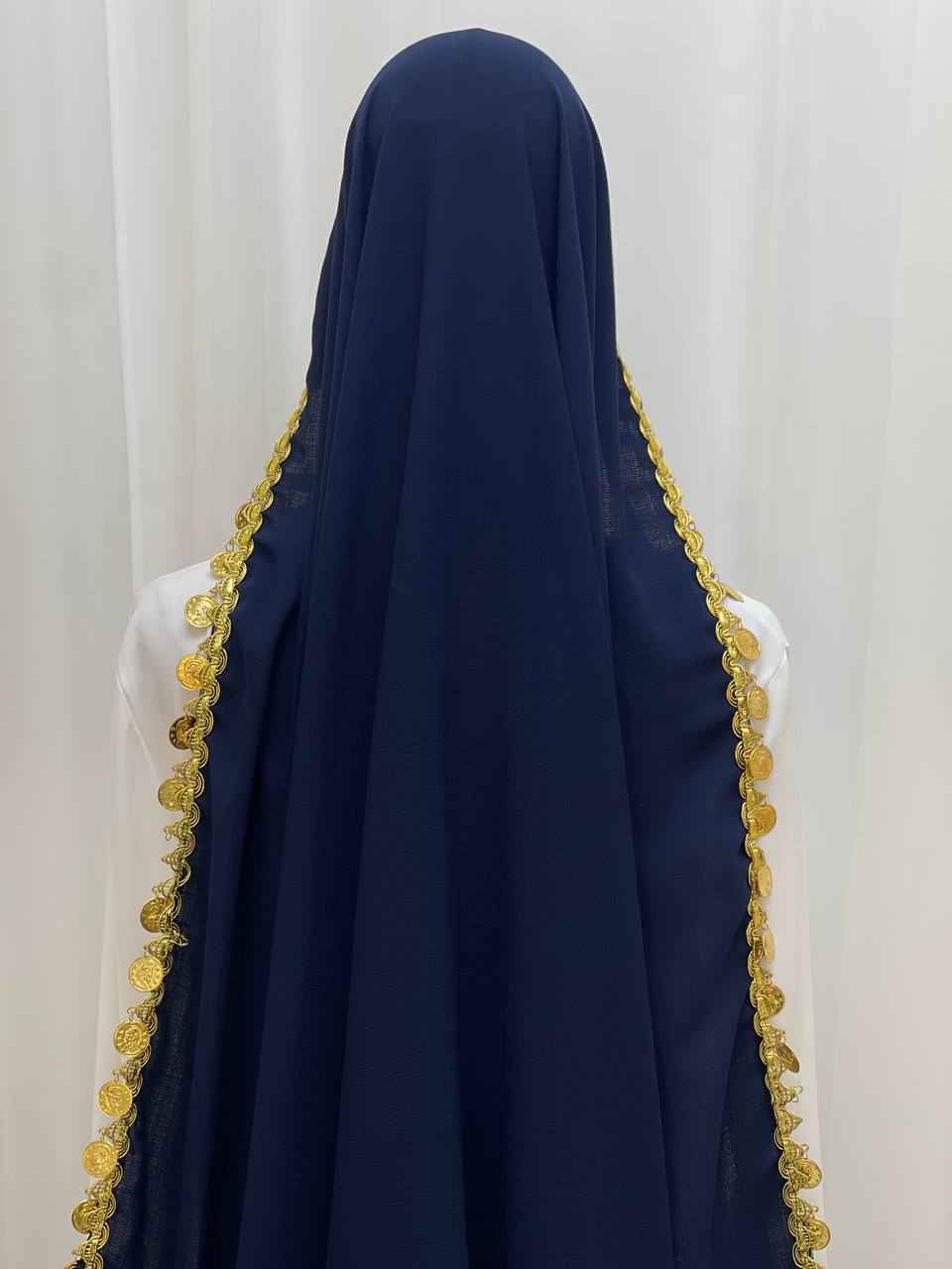 Heritage Coin Fringe Chiffon Shawl/Khirka