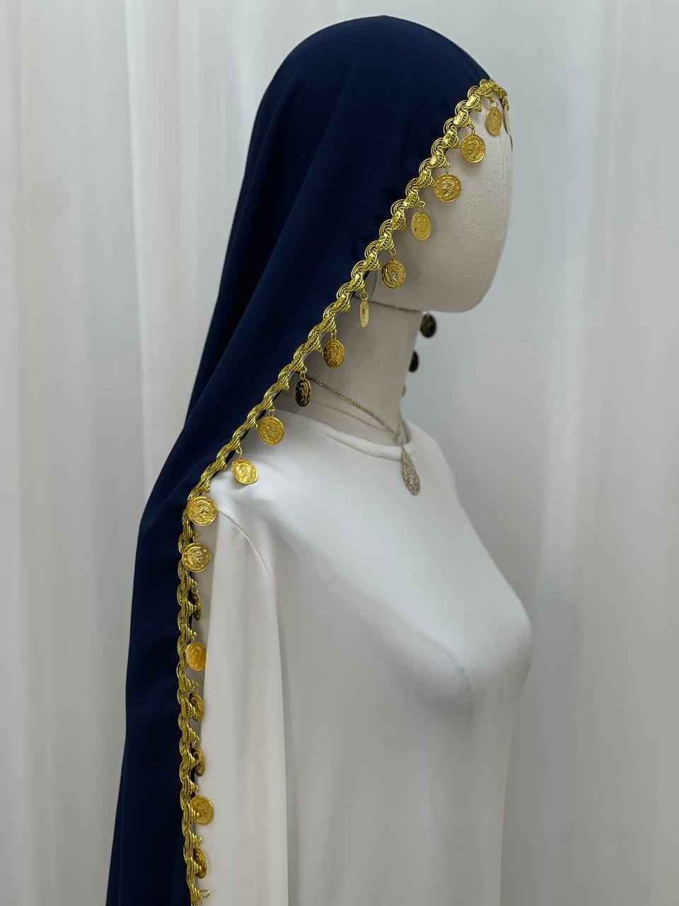 Heritage Coin Fringe Chiffon Shawl/Khirka