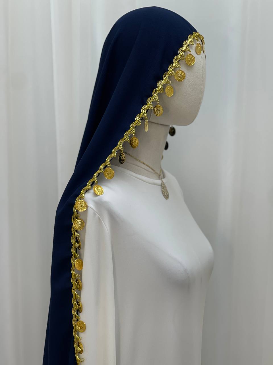 Heritage Coin Fringe Chiffon Shawl/Khirka