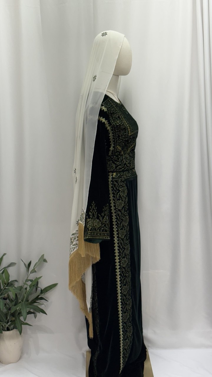 Samah Emerald Heritage Velvet Thobe