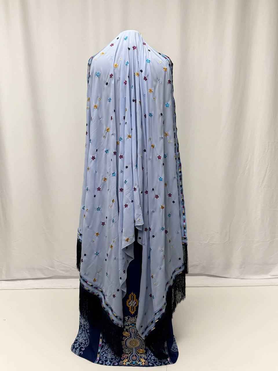 Layan Sapphire Fringe Shawl