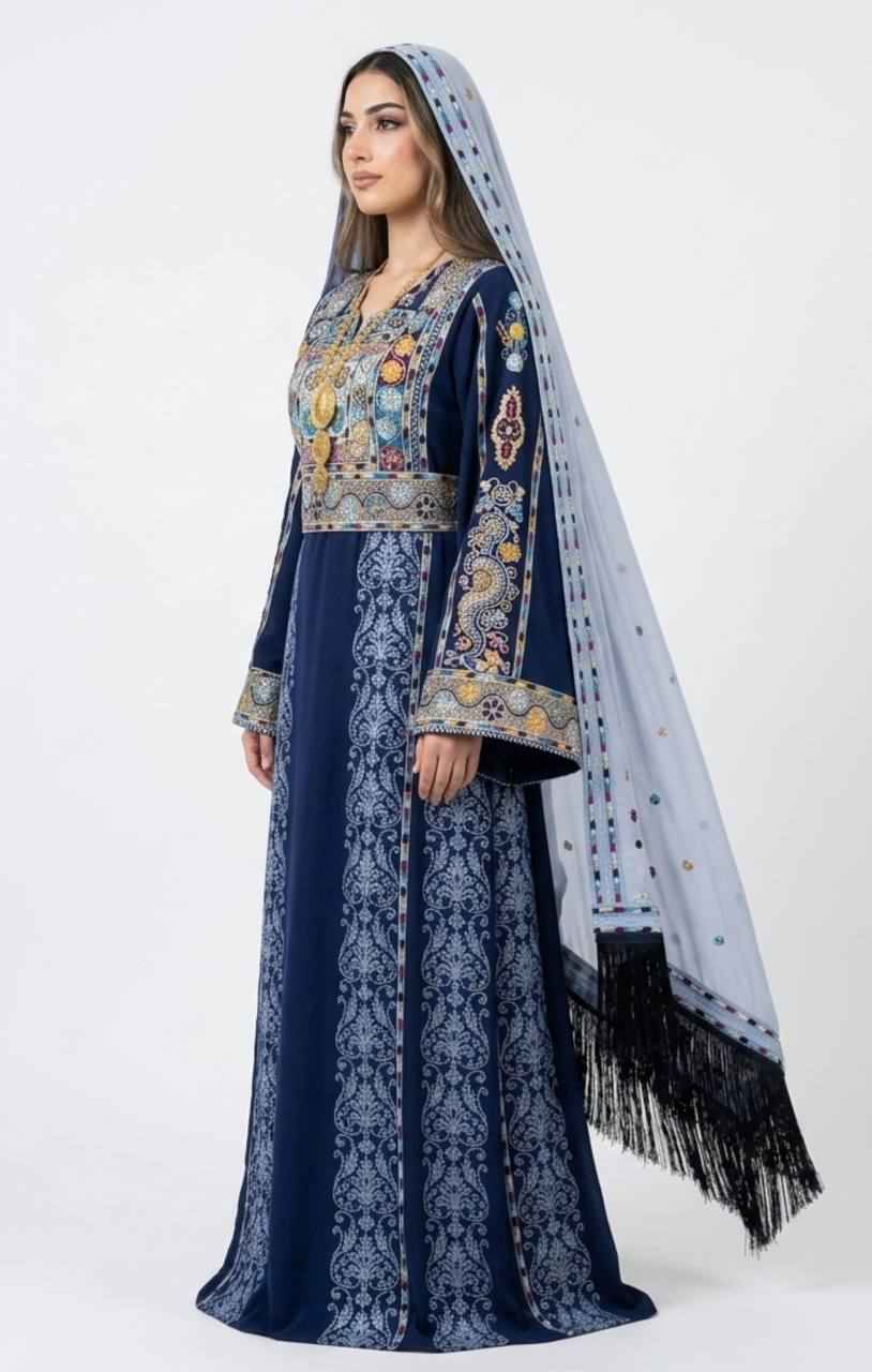 Layan Sapphire Blue Embroidered Thobe