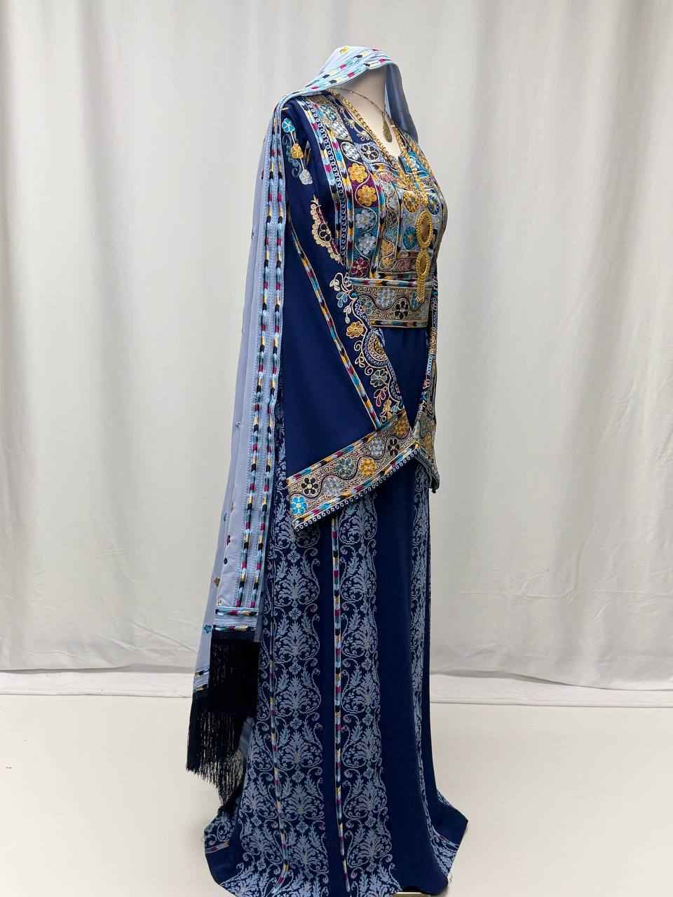 Layan Sapphire Blue Embroidered Thobe