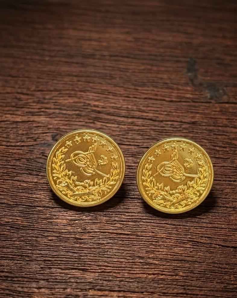 Turkish Lira Coin Stud Earrings