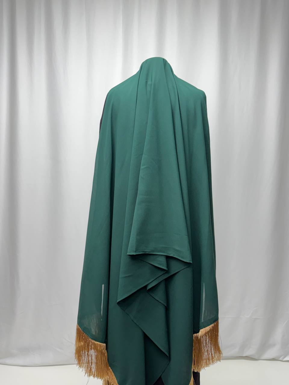 Emerald Grace Chiffon Fringe Shawl/Khirka