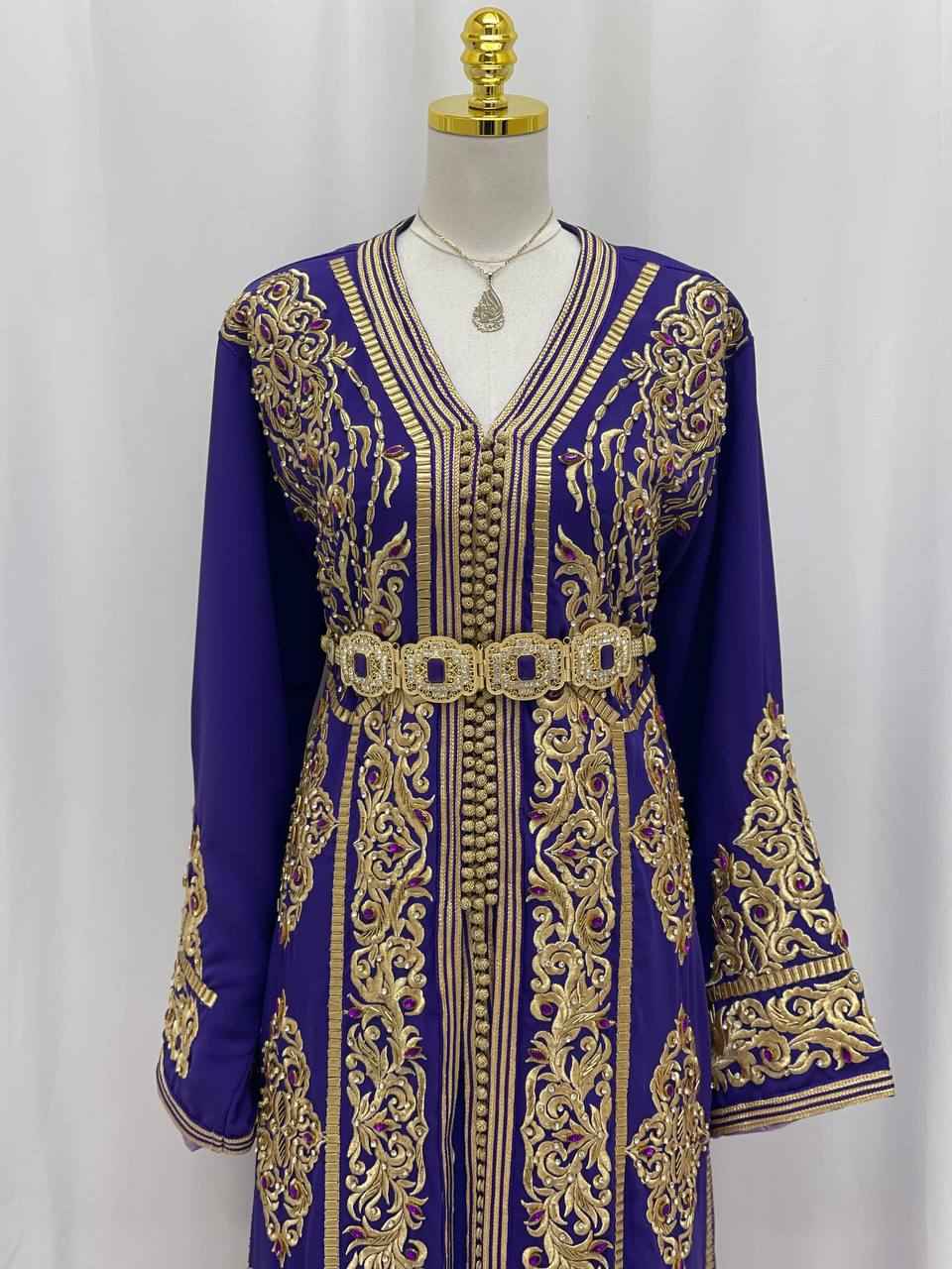 Royal Zahra Royal Violet Handcrafted Moroccan Caftan