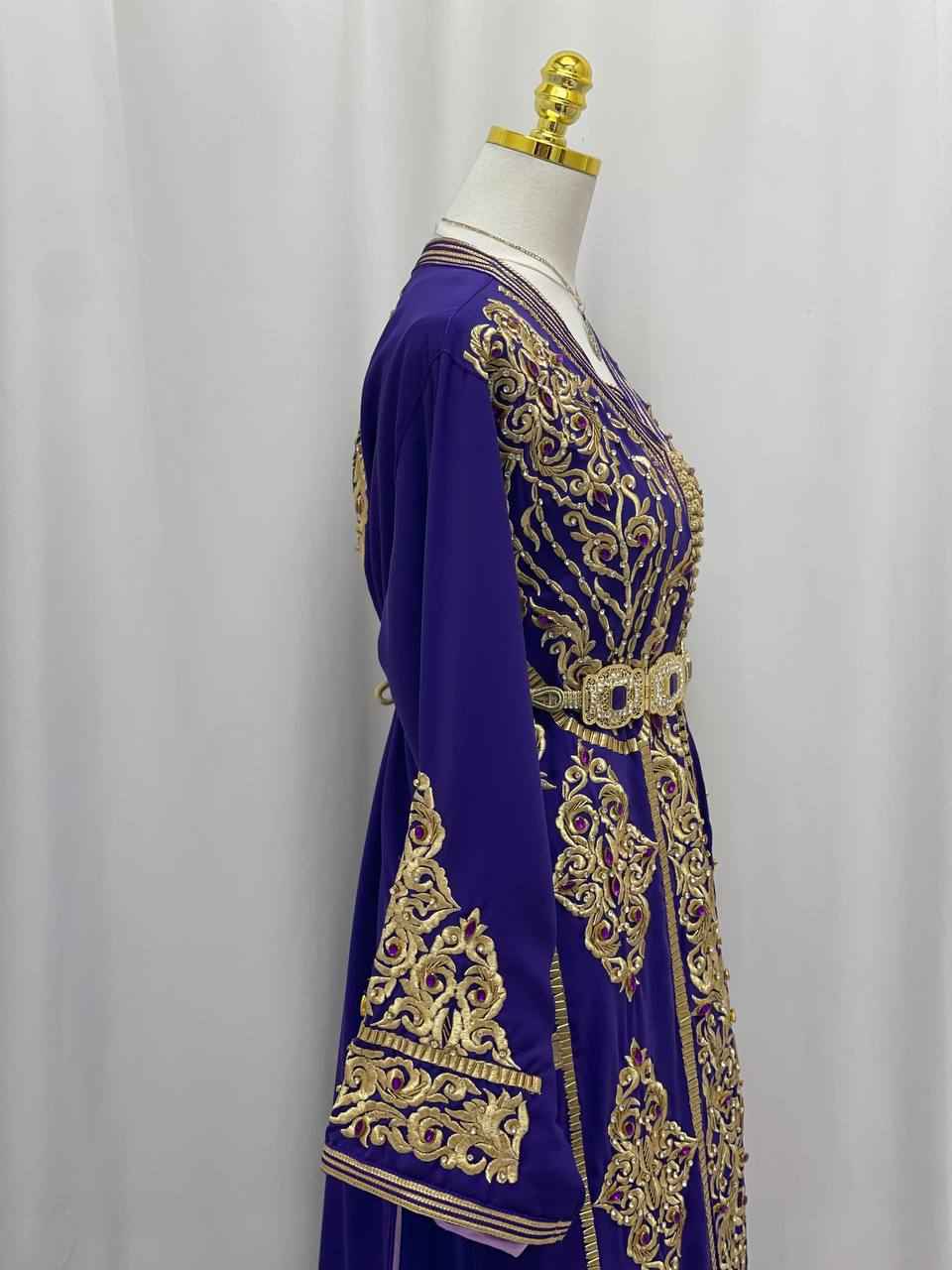 Royal Zahra Royal Violet Handcrafted Moroccan Caftan