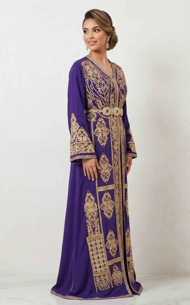 Royal Zahra Royal Violet Handcrafted Moroccan Caftan