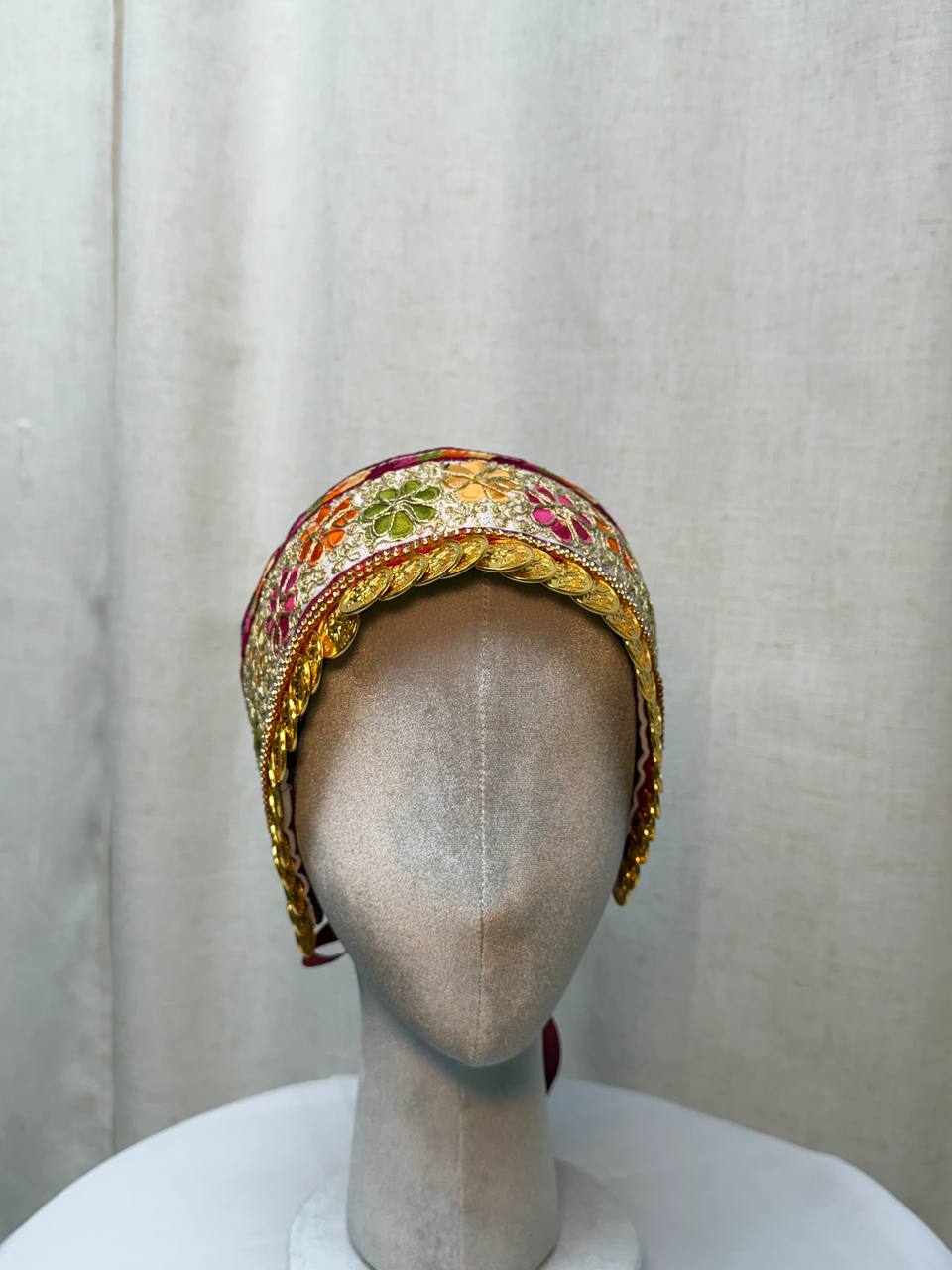 Golden Coin Embroidered Hair Wrap Headband