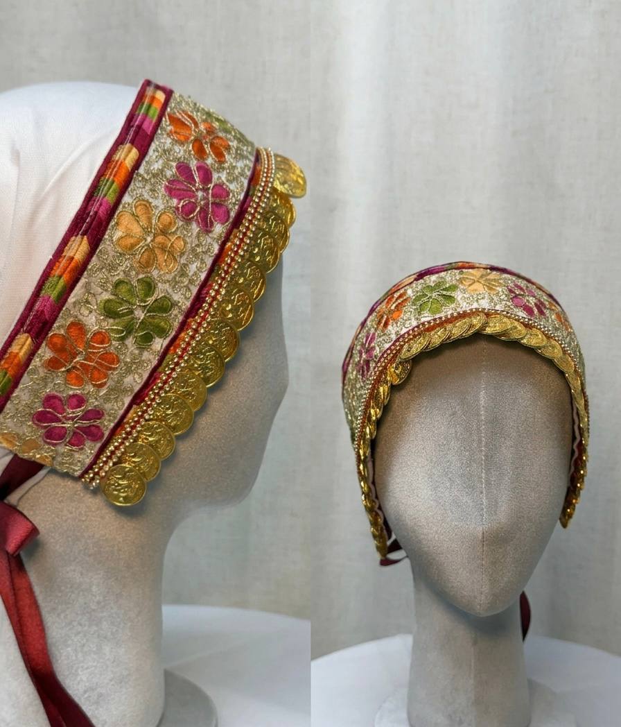 Golden Coin Embroidered Hair Wrap Headband