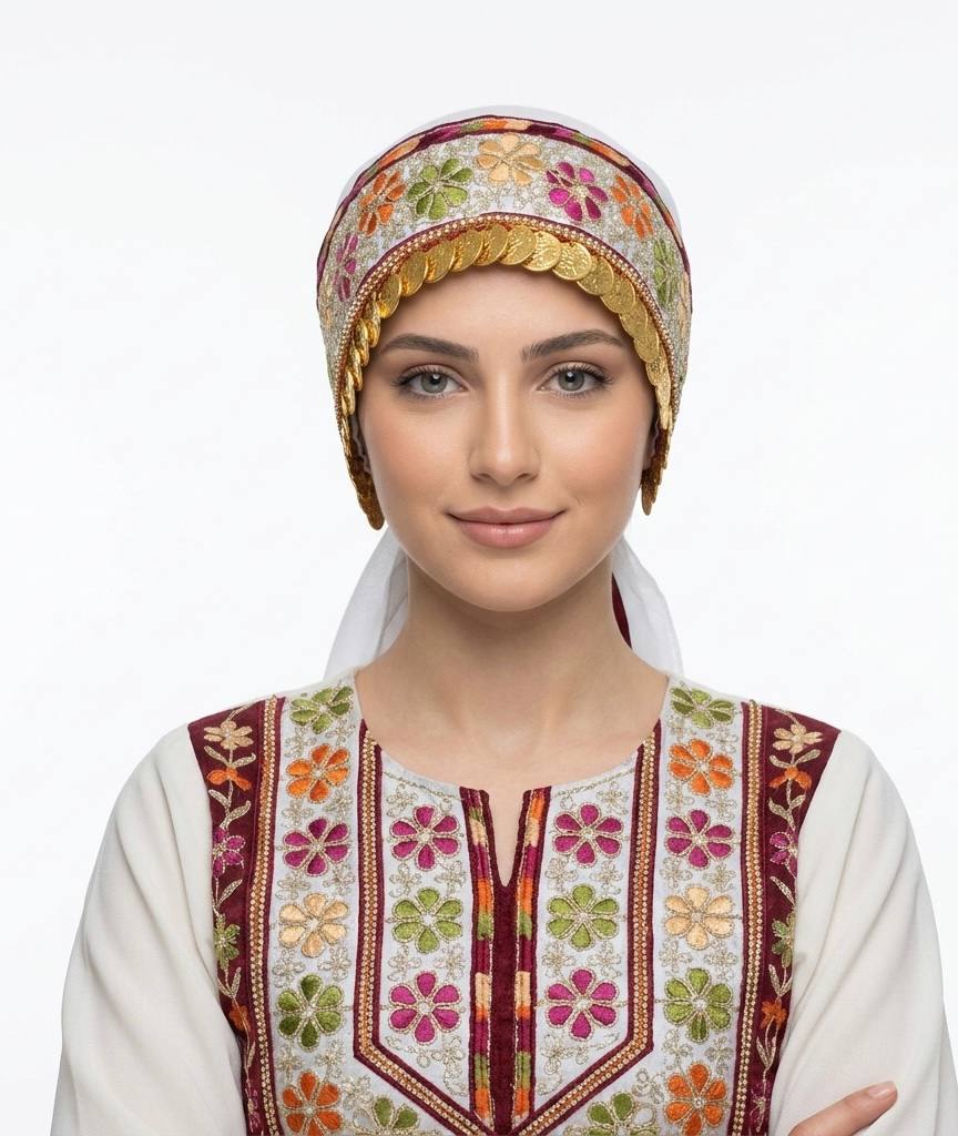 Golden Coin Embroidered Hair Wrap Headband