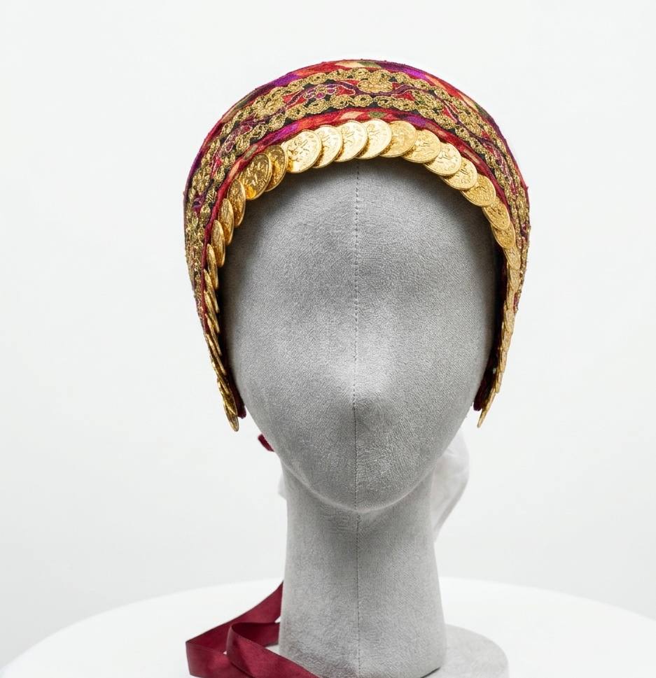 Golden Coin Embroidered Hair Wrap Headband