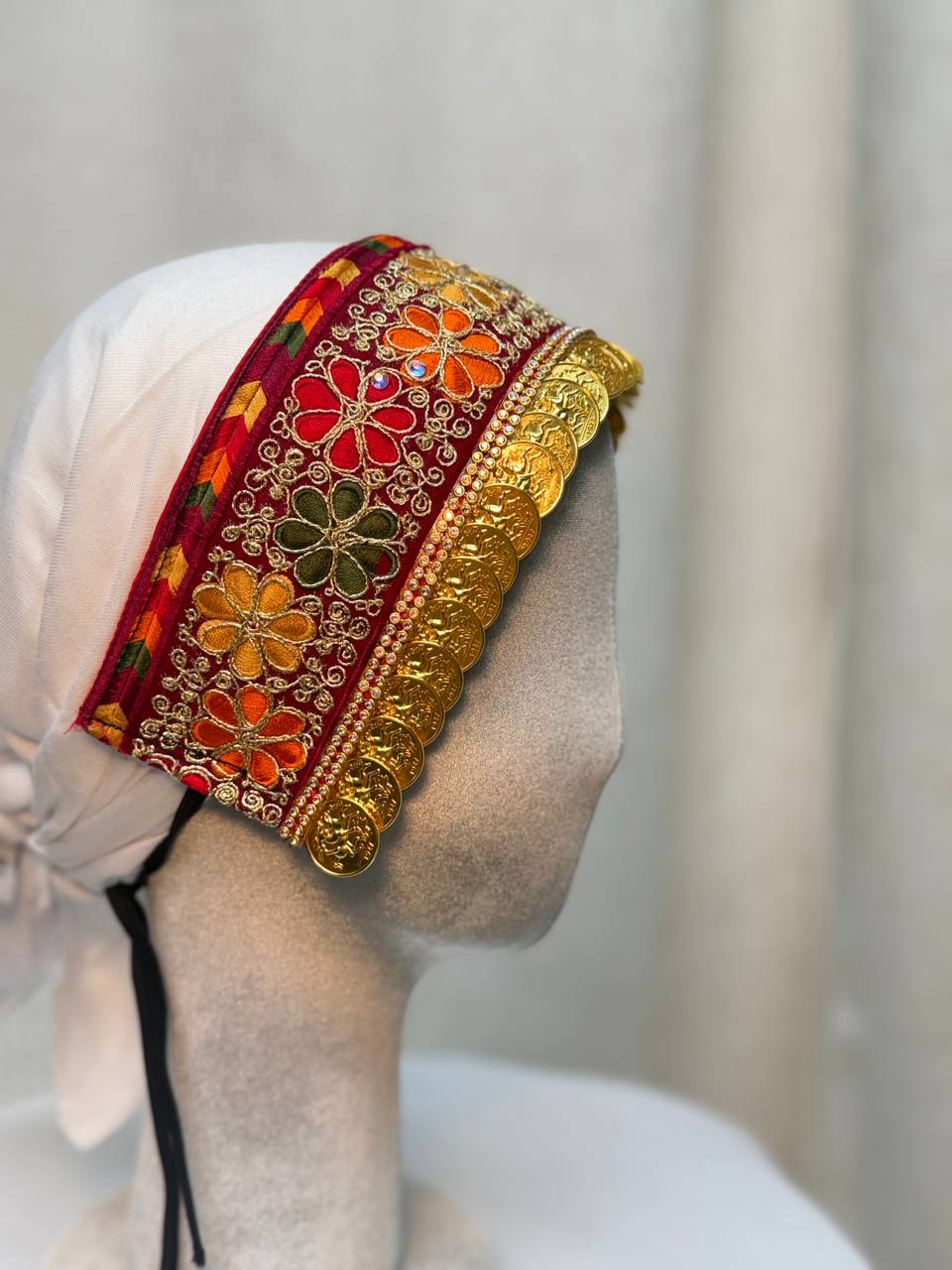 Golden Coin Embroidered Hair Wrap Headband