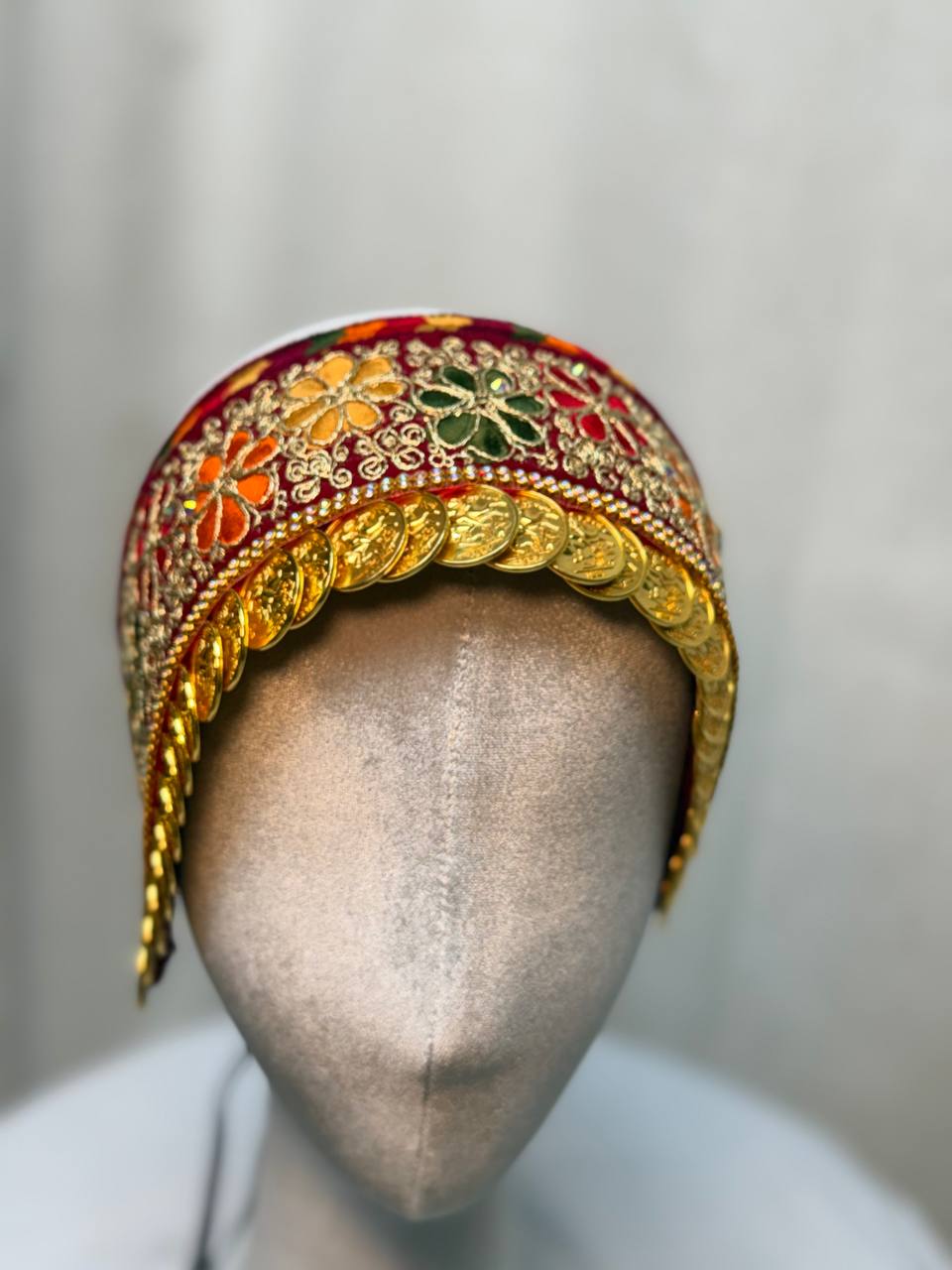 Golden Coin Embroidered Hair Wrap Headband