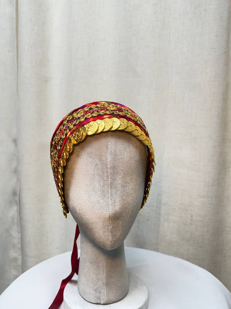 Golden Coin Embroidered Hair Wrap Headband