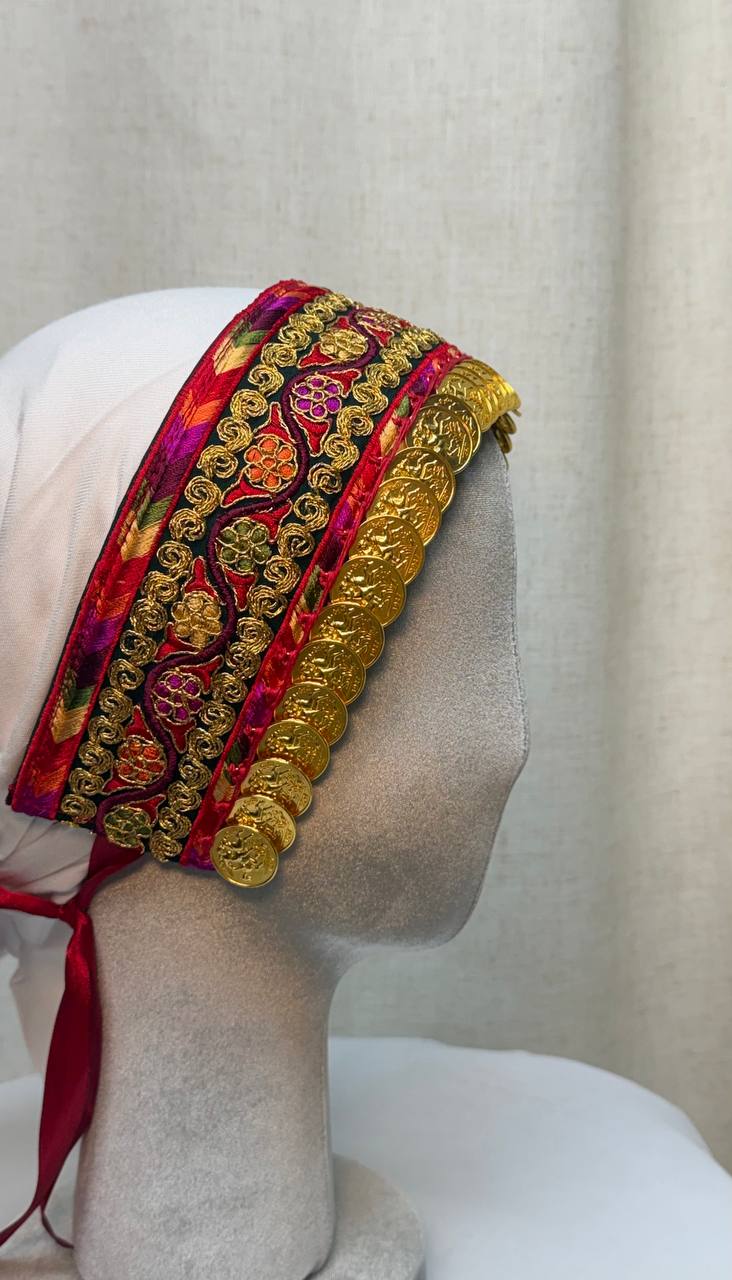 Golden Coin Embroidered Hair Wrap Headband
