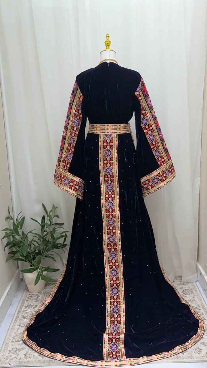 Raghad Deep Plum Velvet Thobe