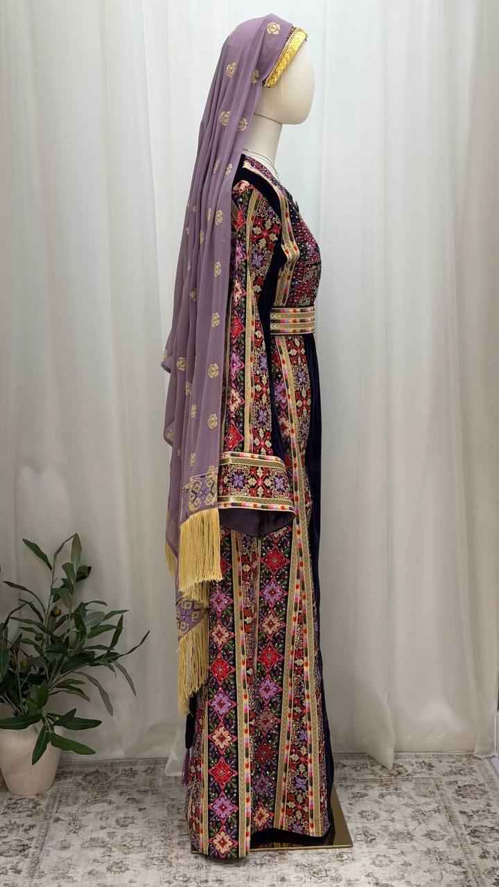 Raghad Deep Plum Velvet Thobe