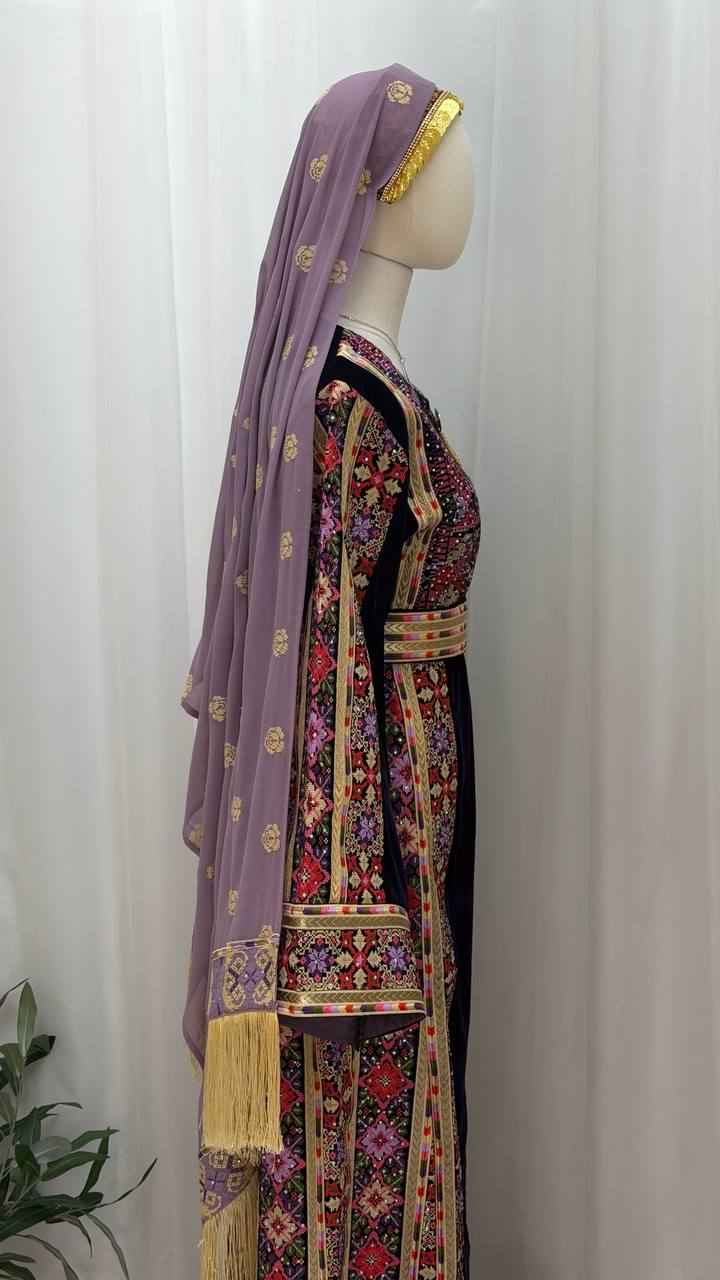Raghad Deep Plum Velvet Thobe