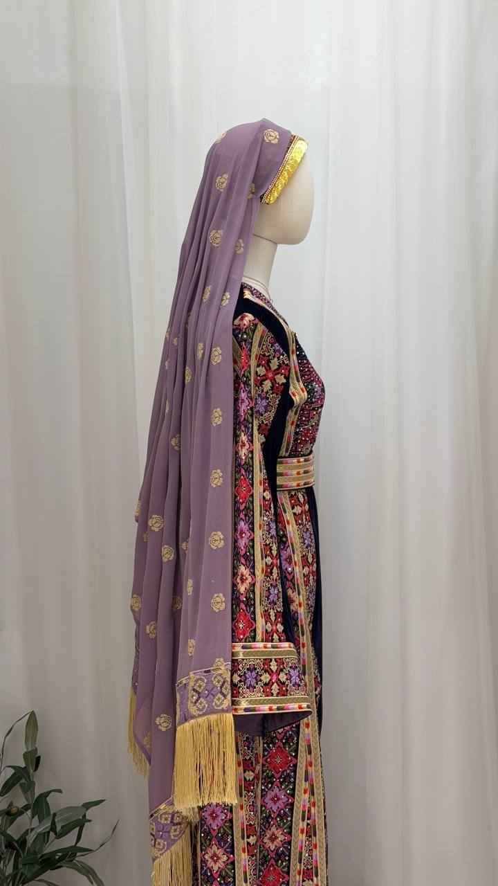 Raghad Deep Plum Velvet Thobe