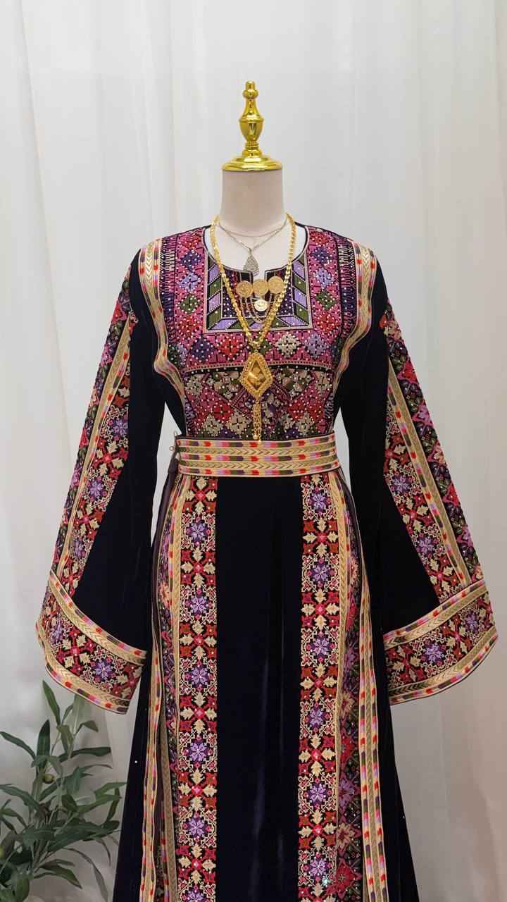 Raghad Deep Plum Velvet Thobe