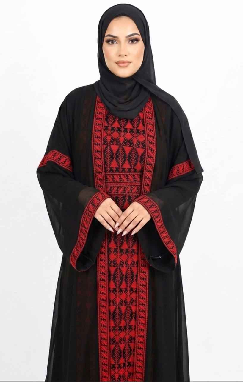 Qamara Tribal Embroidered Abaya Set