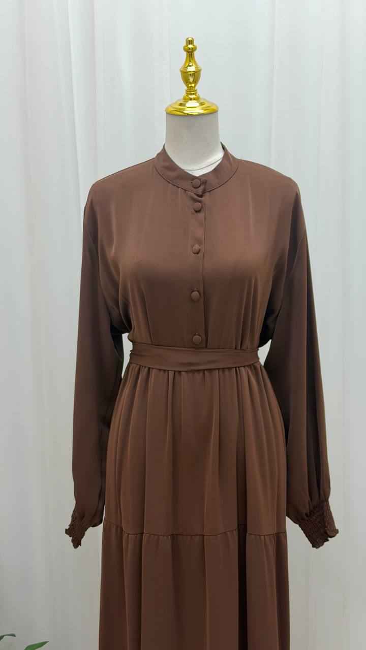 Flowing Brown Tiered Maxi Dress