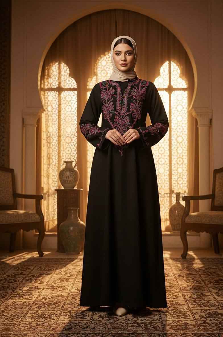 Layali Premium Embroidered Linen Jalabiya