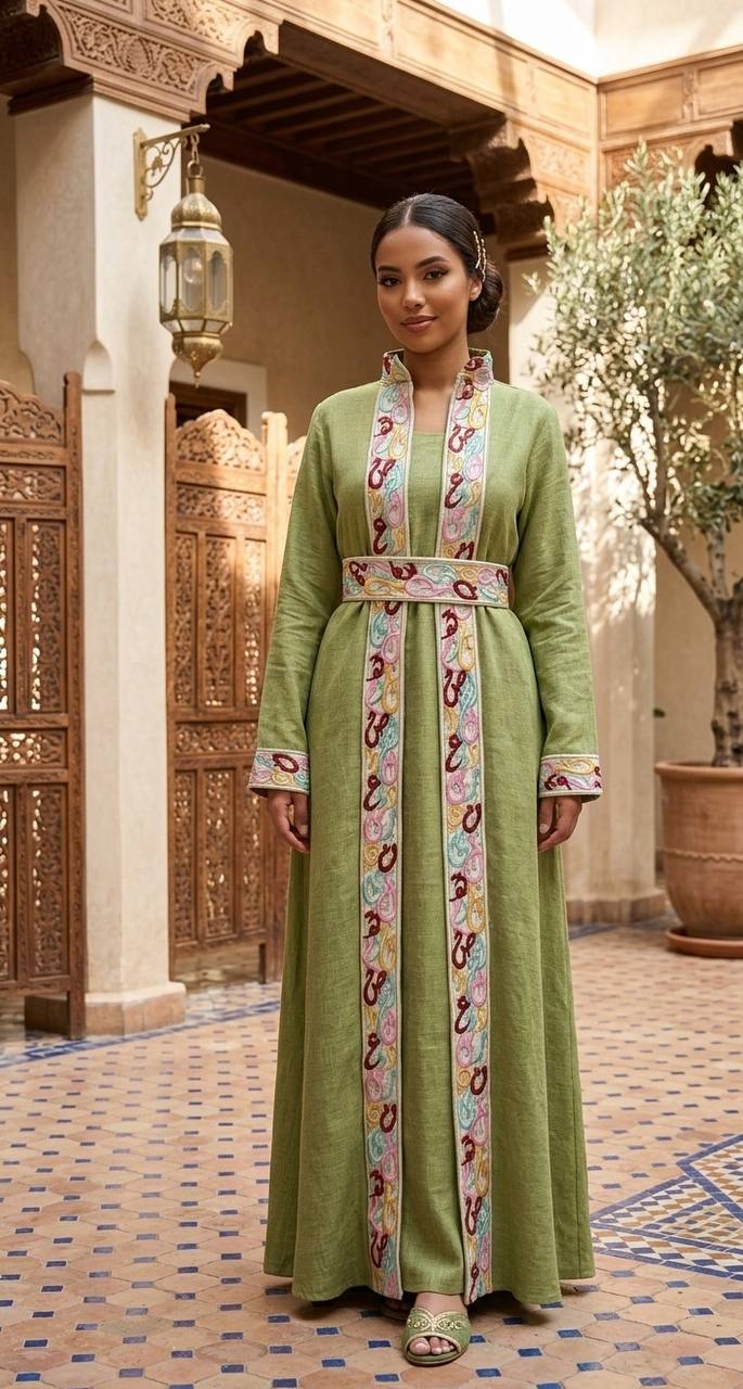 Arabic Whisper Linen Abaya Set