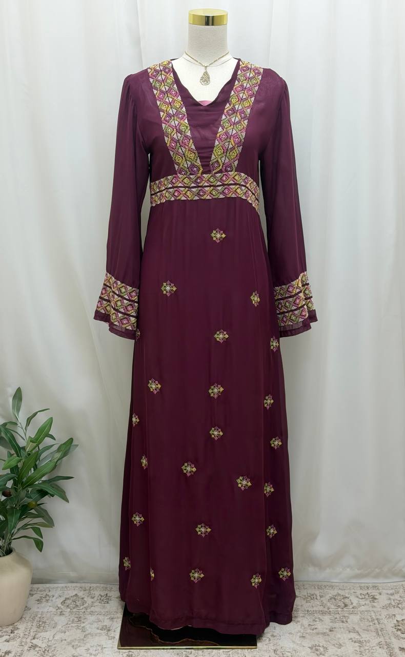 Royal Amethyst Hand-Embroidered Maxi