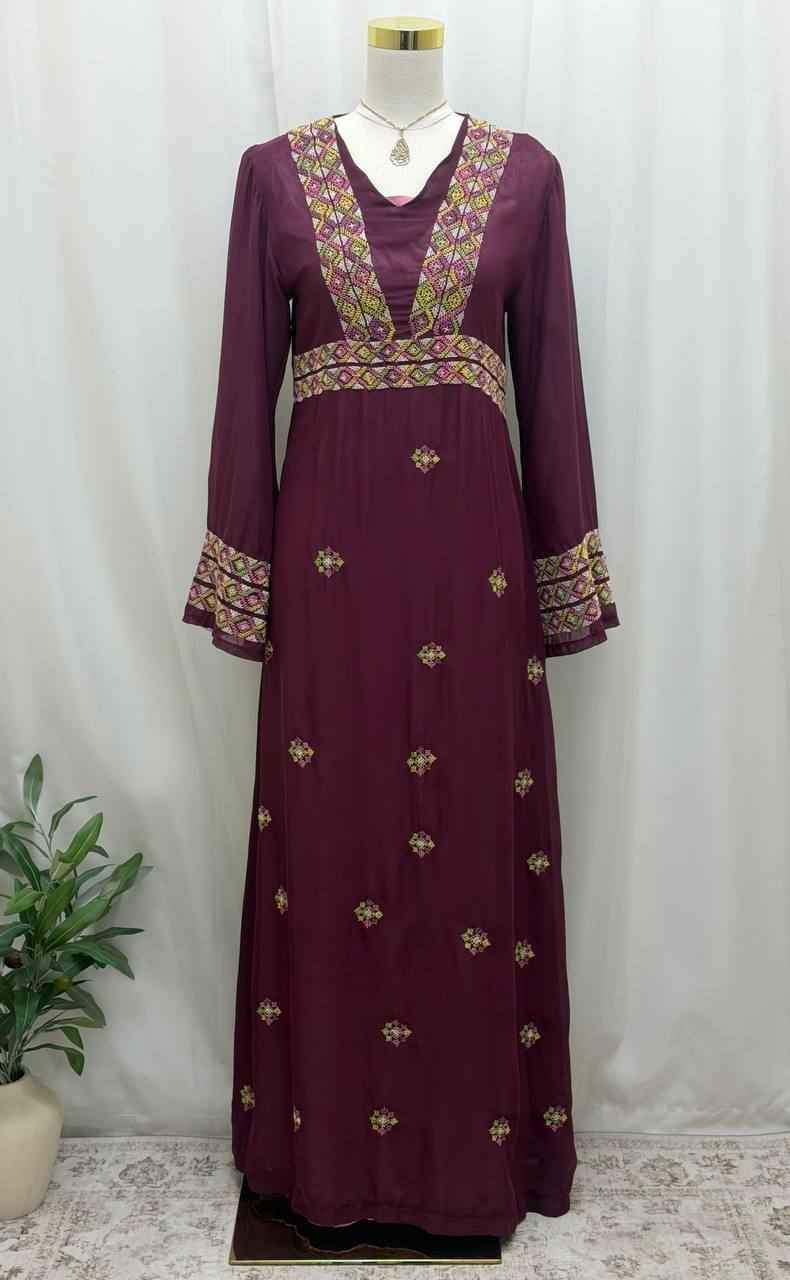 Royal Amethyst Hand-Embroidered Maxi
