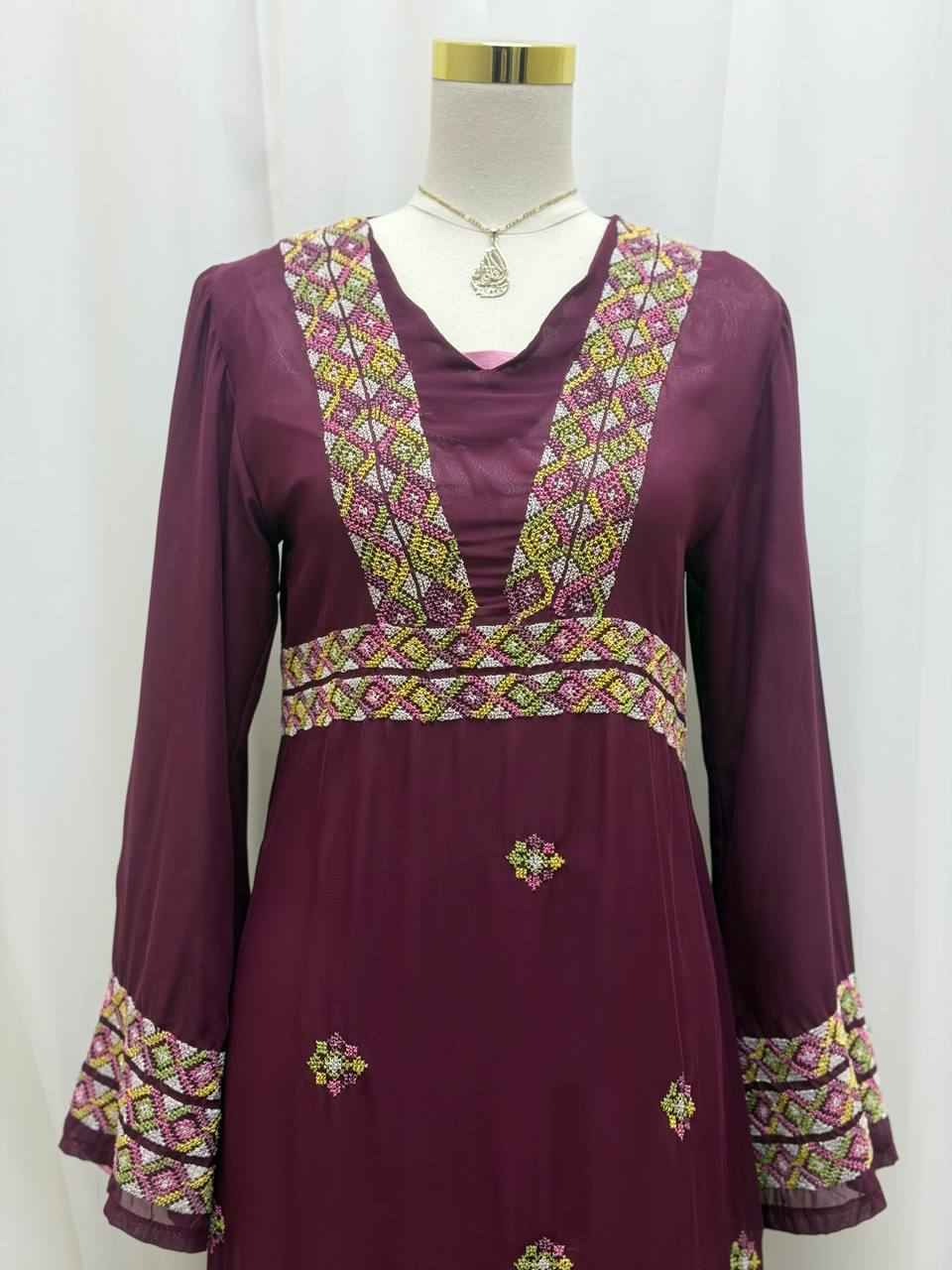 Royal Amethyst Hand-Embroidered Maxi