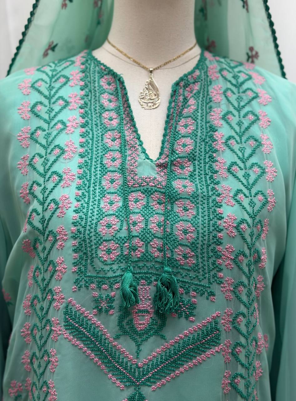 Spring Breeze Hand-Embroidered Maxi Dress