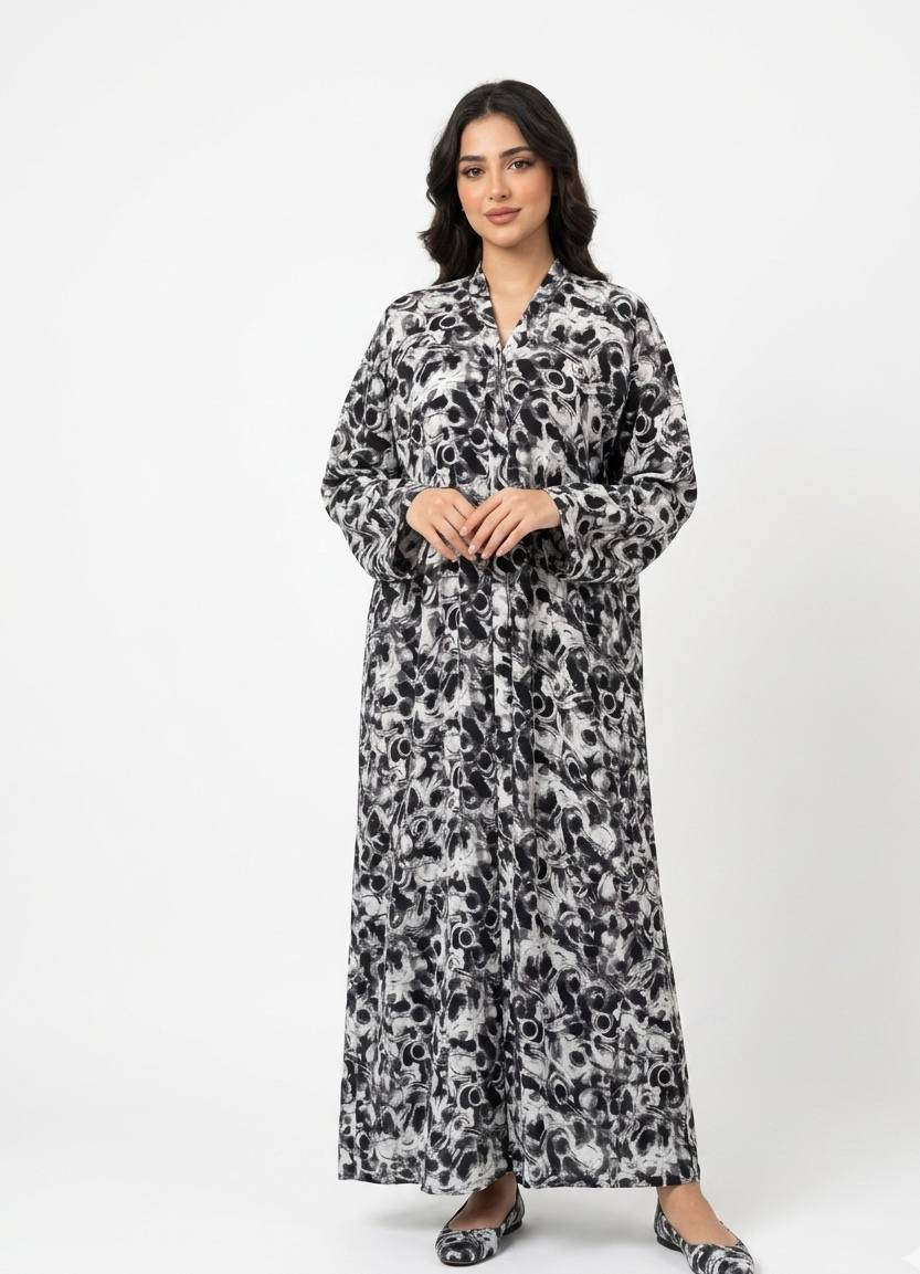 Midnight Marble Dubai Chiffon Abaya
