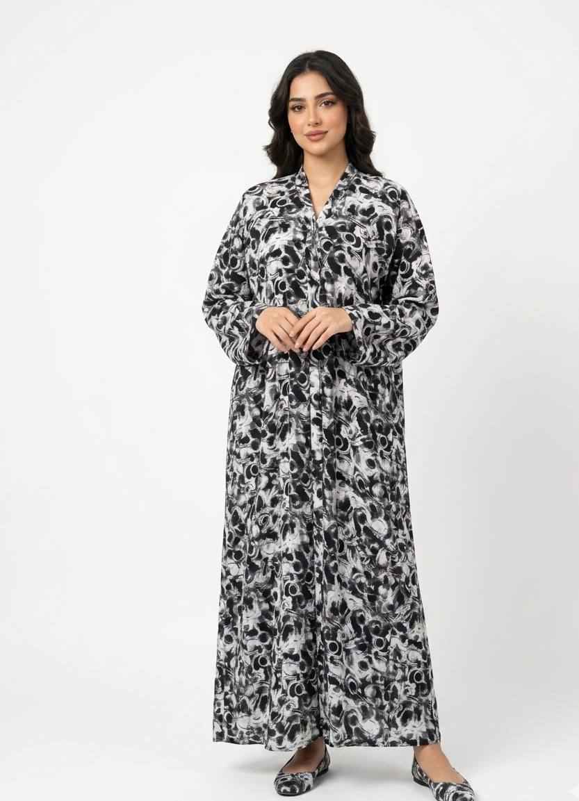 Midnight Marble Dubai Chiffon Abaya