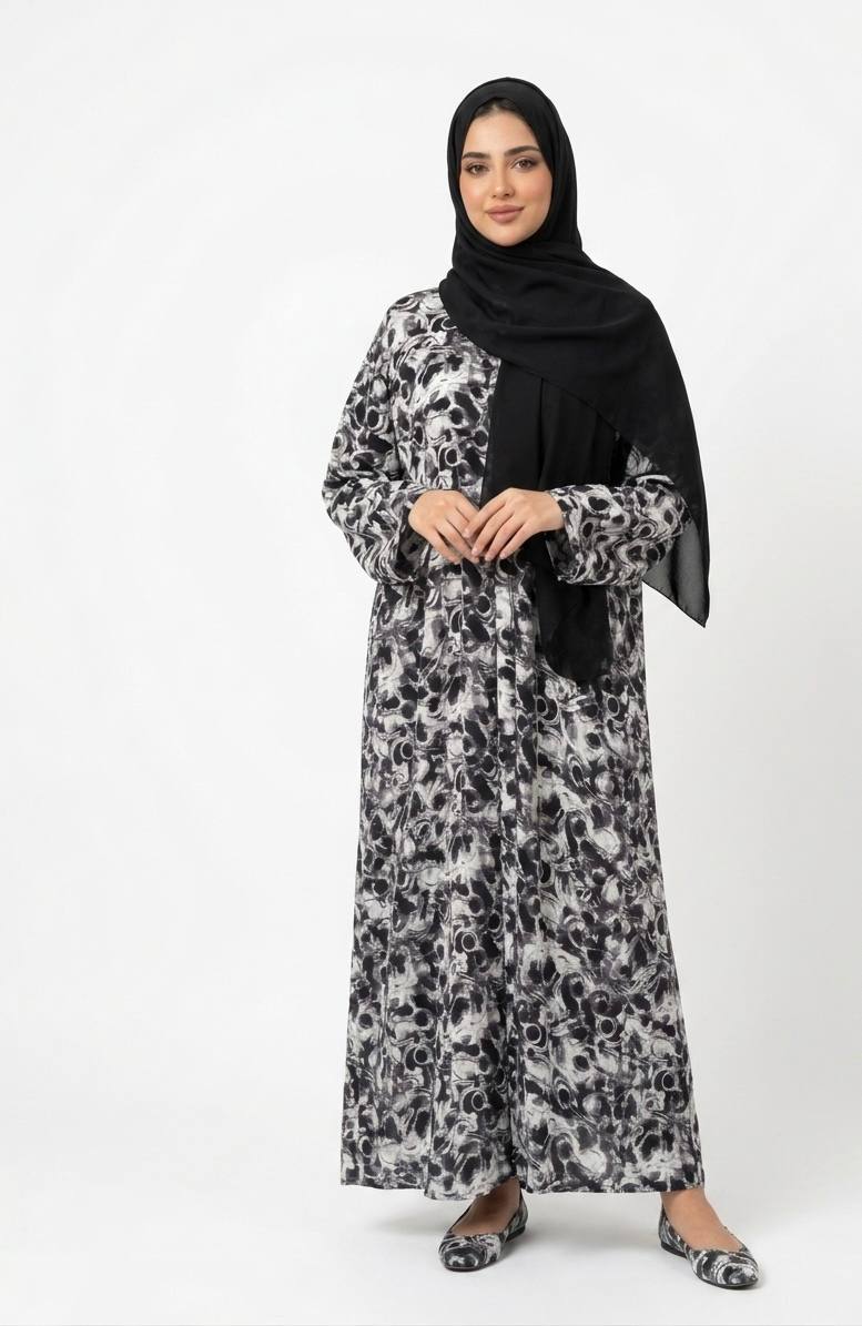 Midnight Marble Dubai Chiffon Abaya
