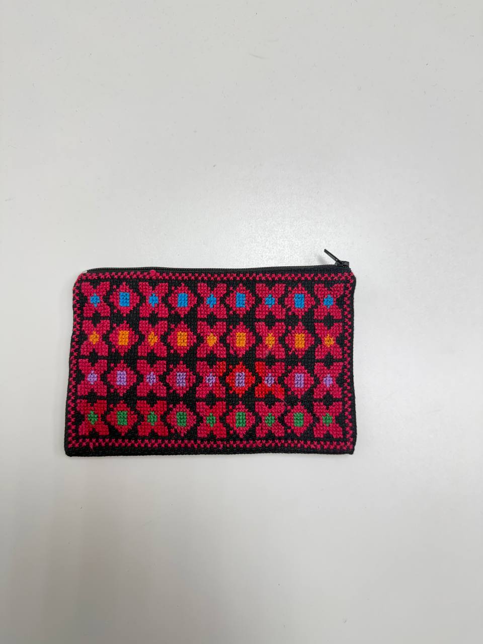 Hand-Embroidered Palestinian Heritage Zipper Pouch