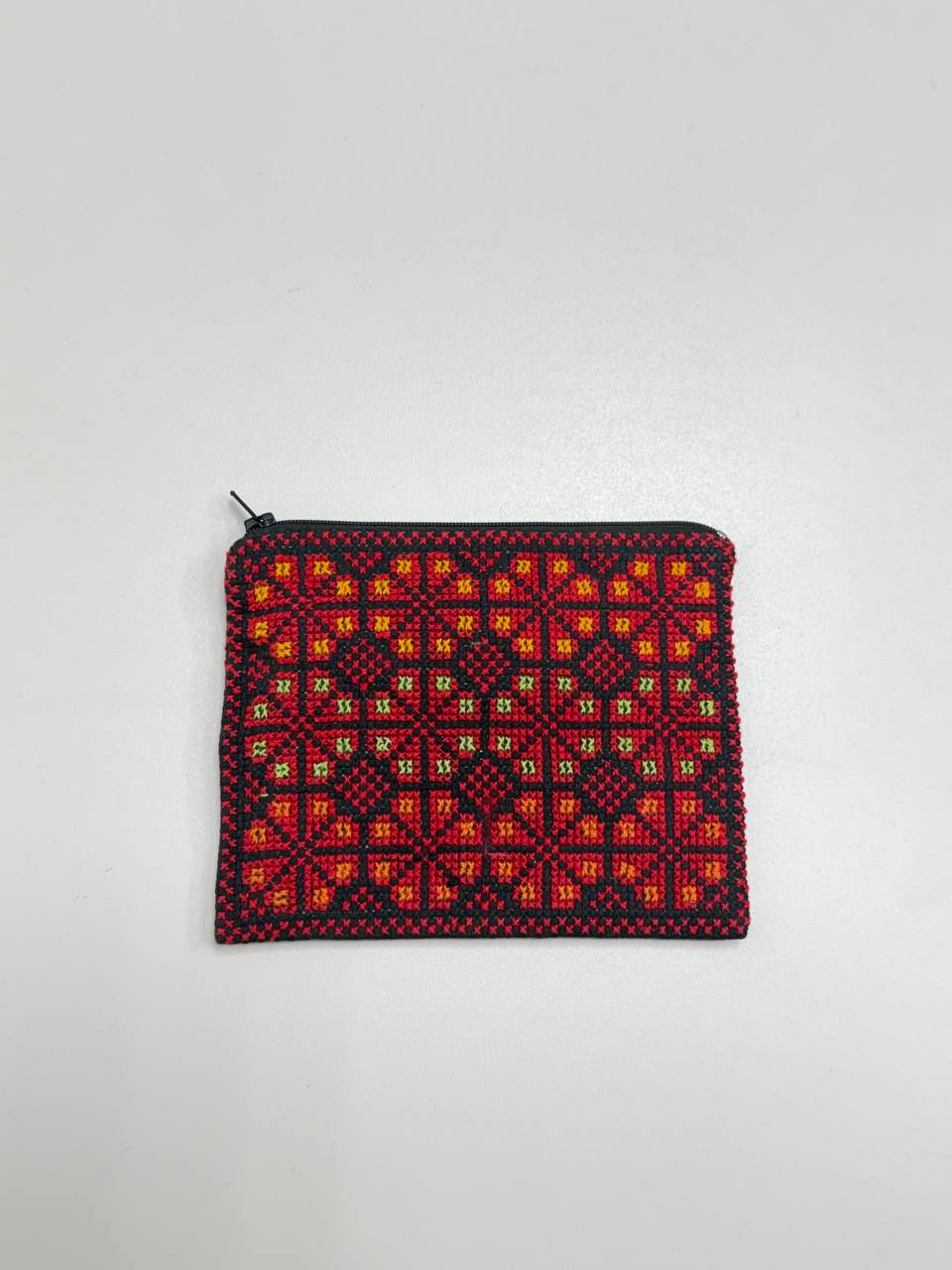 Hand-Embroidered Palestinian Heritage Zipper Pouch