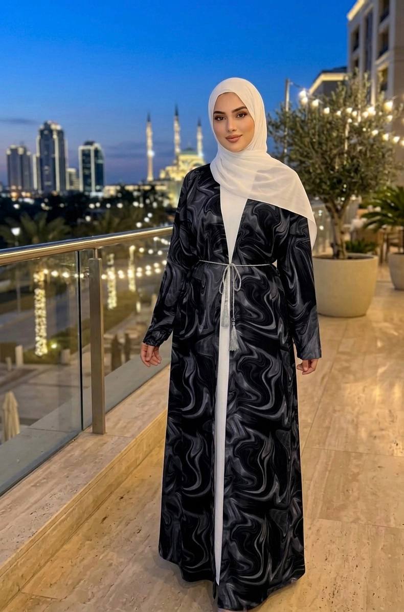Rania Marble Collection – Dubai Open Abaya Set